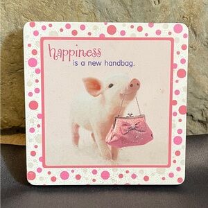 Pavilion Gift Company Shaded Pink by H2Z 27018 Happiness Plaque, 3-1/2” square